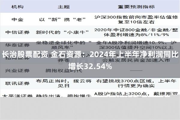 长治股票配资 金石资源：2024年上半年净利润同比增长32.54%